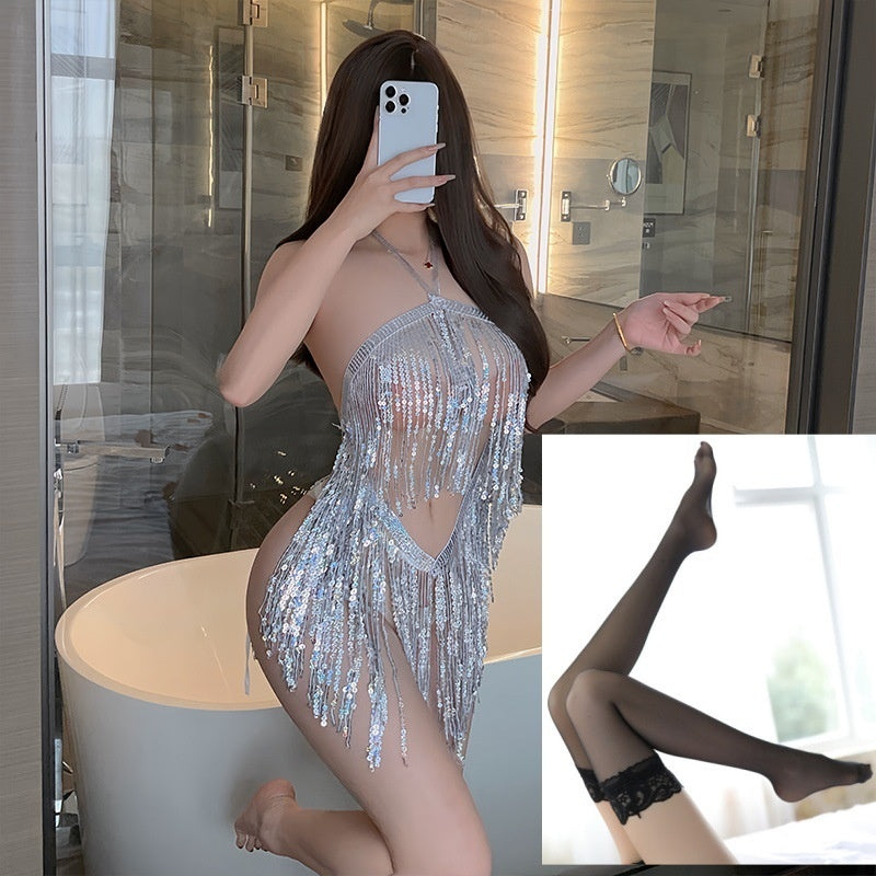 Sexy Lingerie Sexy Sequined Tassel Skirt Uniform