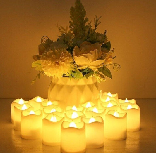 24PCS Led Tea Lights Candles LED FLAMELESS Battery Operated Wedding Party UK